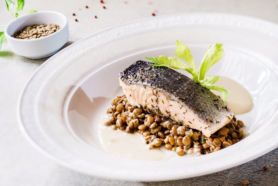 salmon with lentils