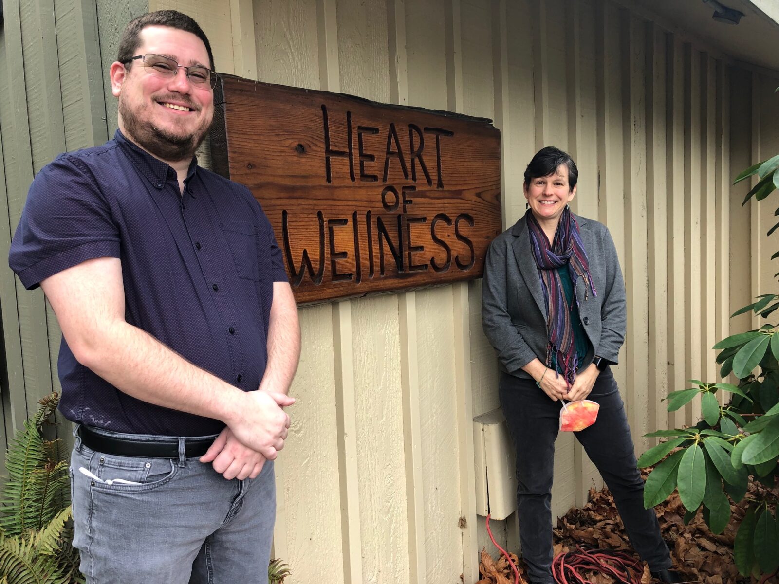 Ben Edwards, Heart of Wellness clinic manager, and Laura Woodworth, registered dietician nutritionist, invite you to check out their Tumwater holistic health care clinic. Photo credit: Nancy Krier